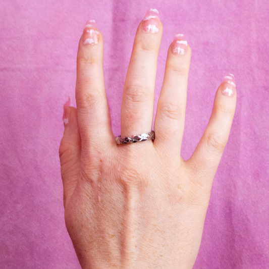 Reaching Out - Scalloped Titanium Ring