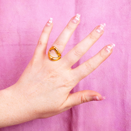 Wavy Oval Titanium Ring