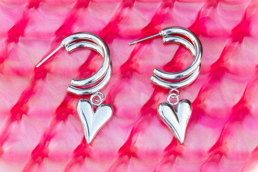 We Are Meant to Be-Titanium Heart Drop Earrings