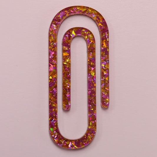 Pink and Yellow Confetti Jumbo Paper Clip