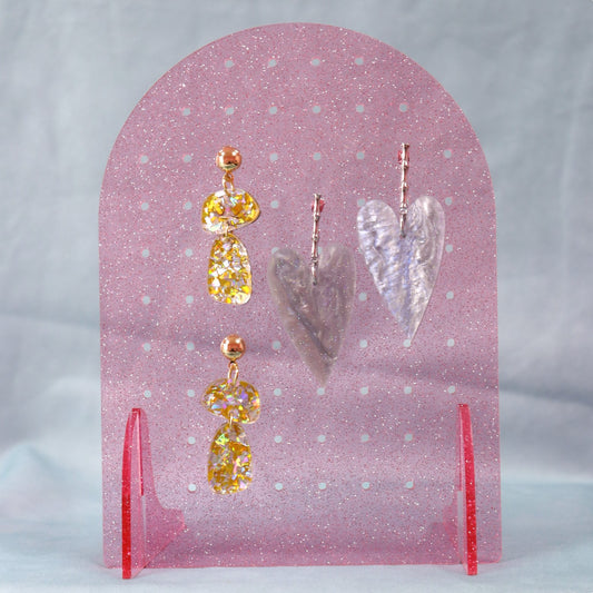 Pink Shimmer Arched Earring Display