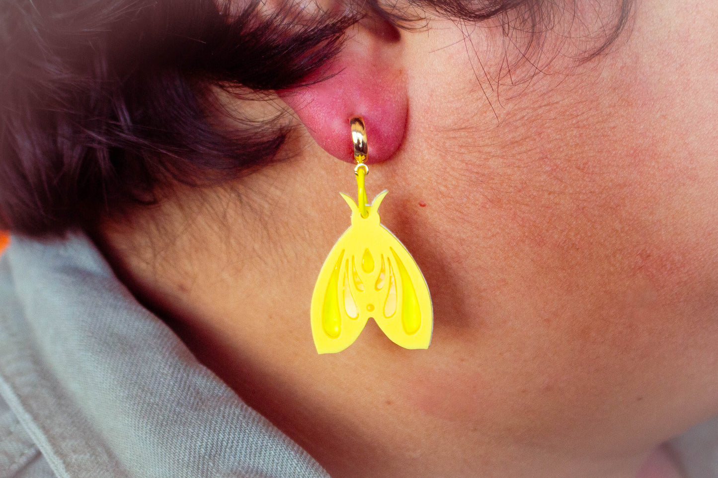 Yellow Moth Earrings