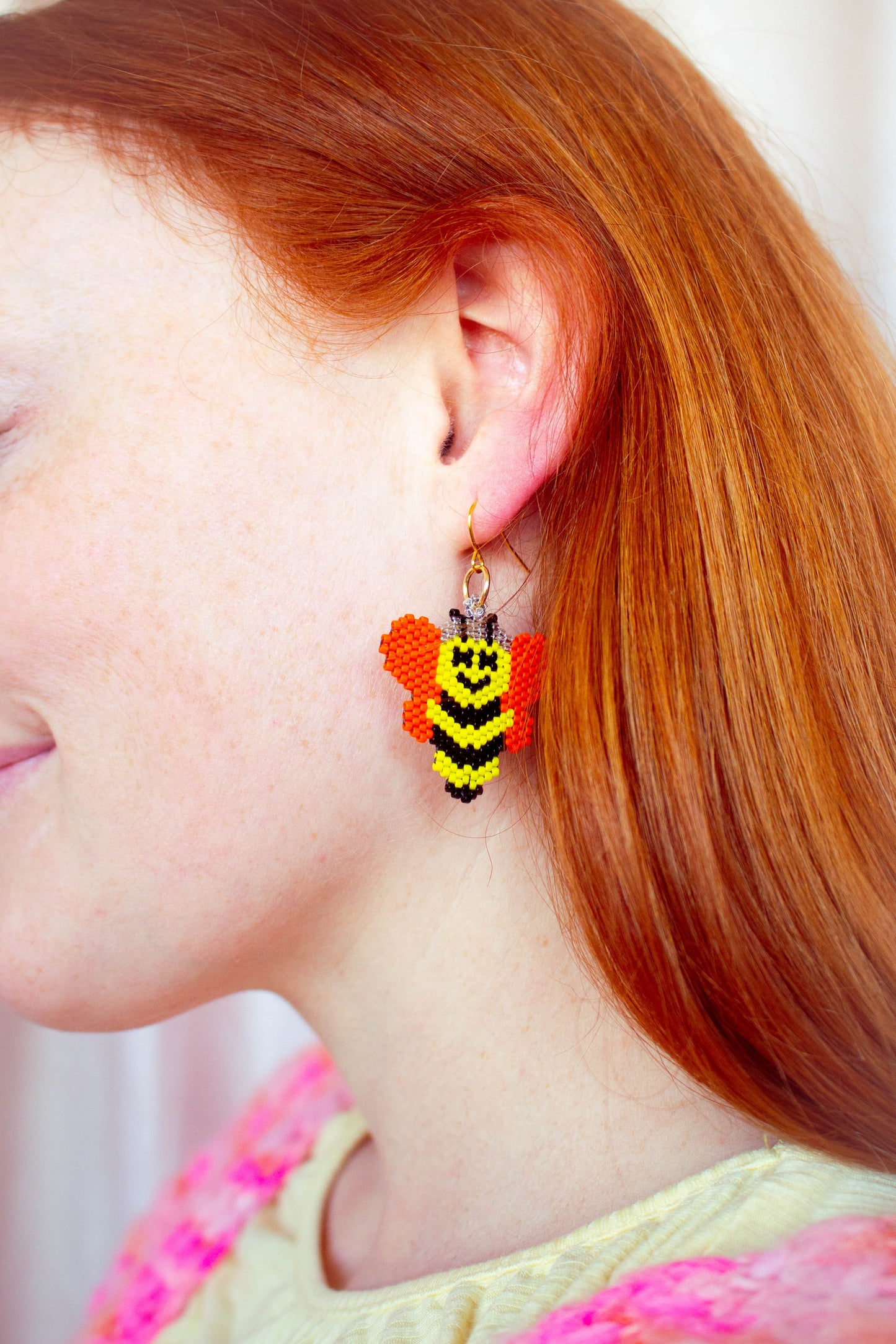 Bumble Bee Beaded Earrings