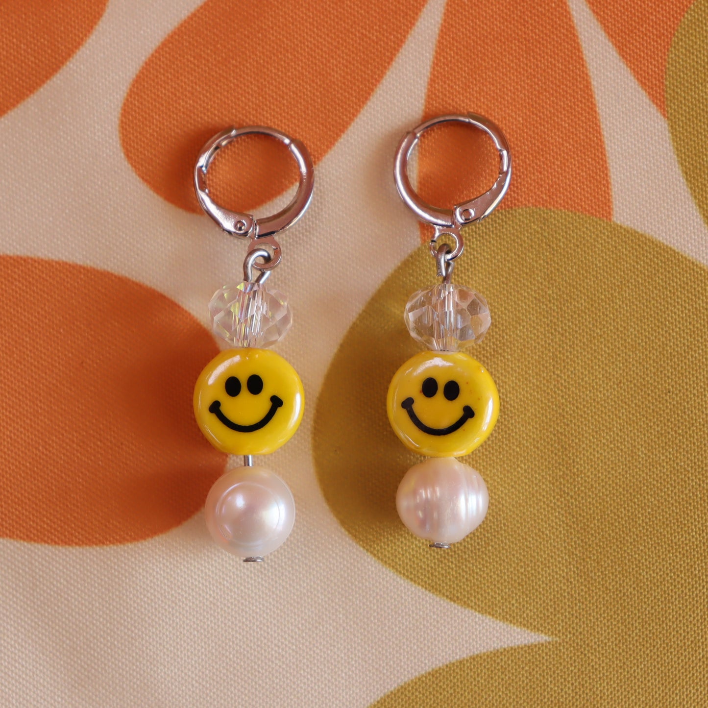 Glass Beaded Smiley Face Earrings