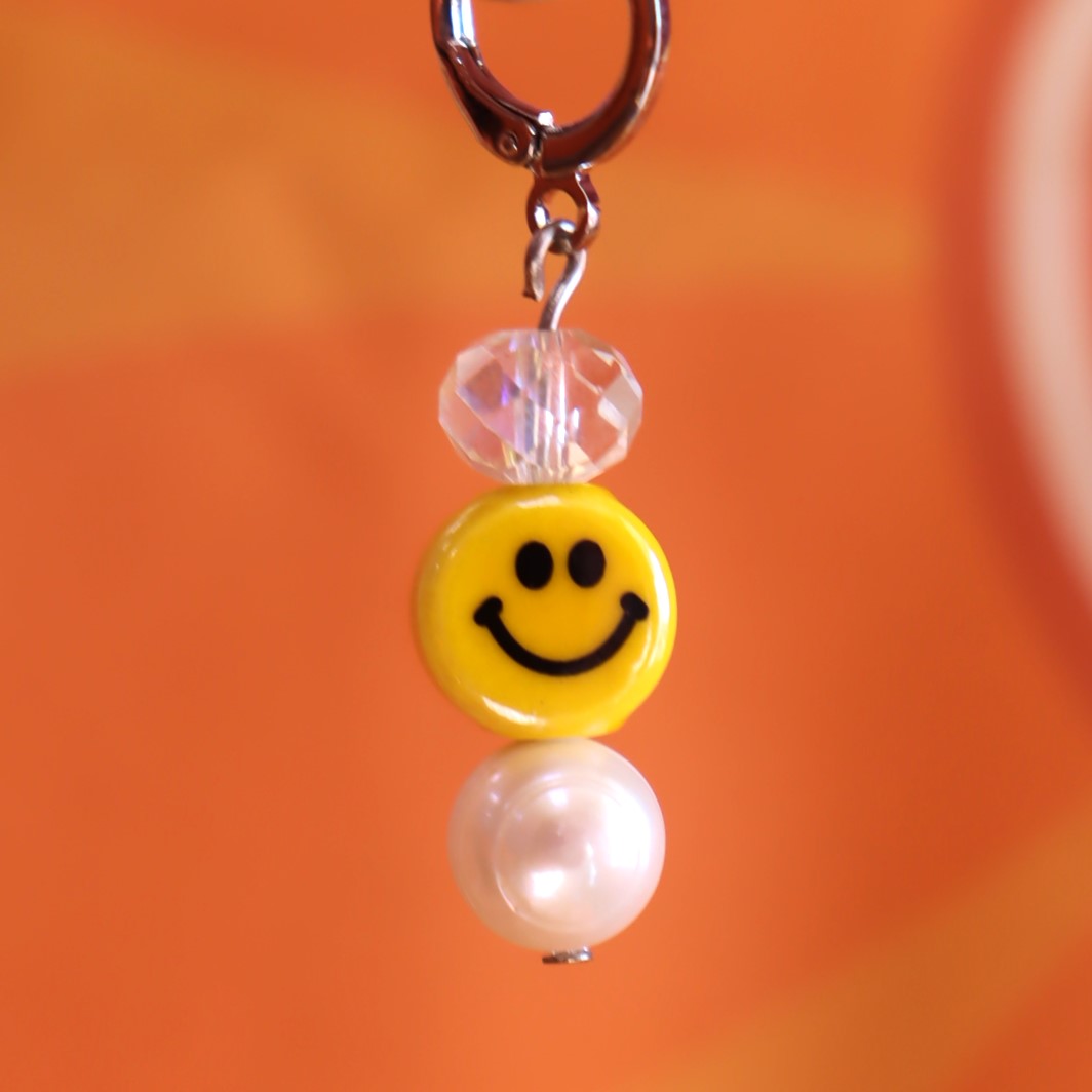 Glass Beaded Smiley Face Earrings