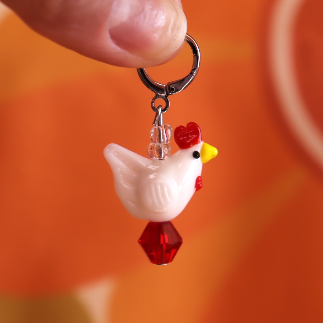 Glass Beaded Chicken Earrings