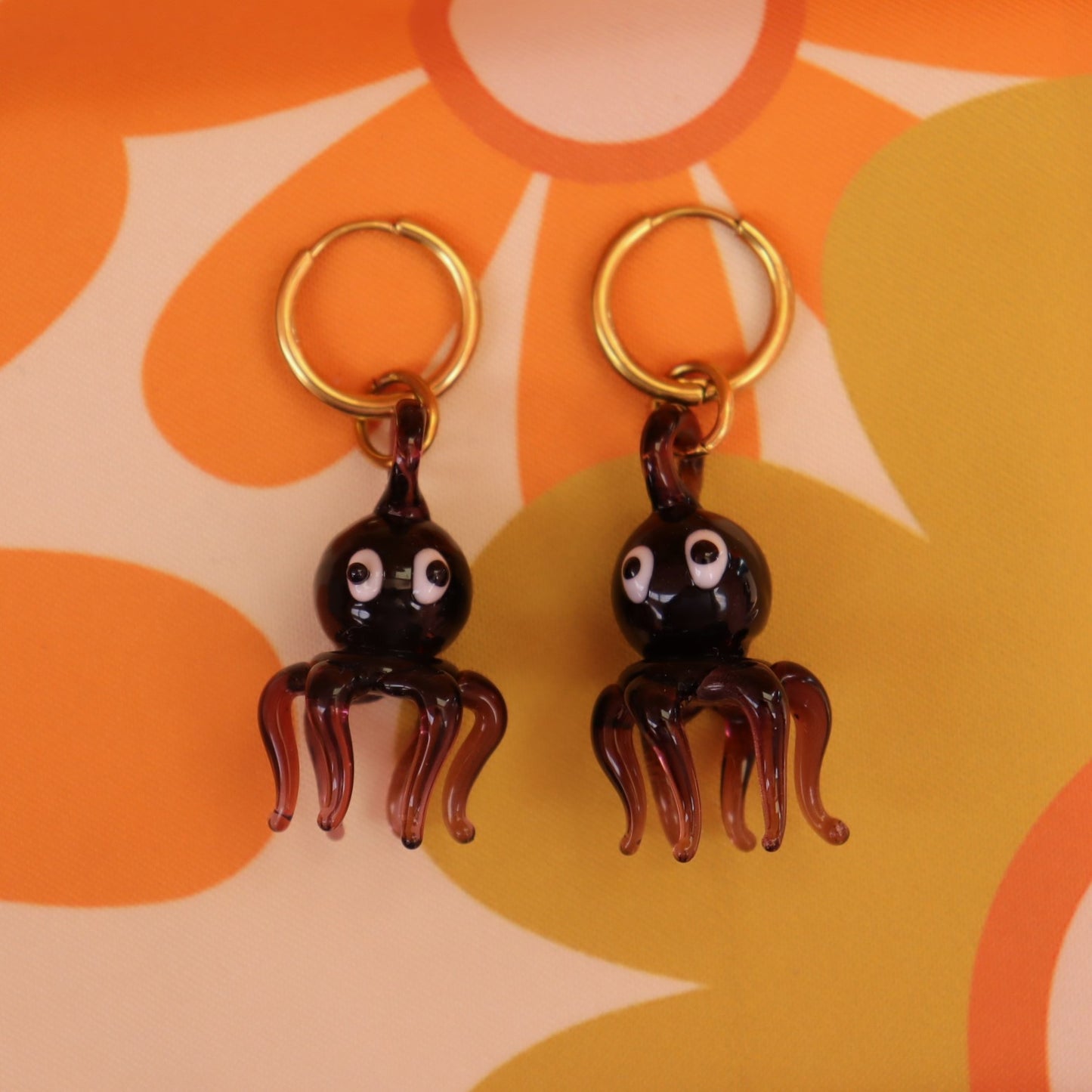 Glass Beaded Colorful Octopus Earrings-2-in-1 pair