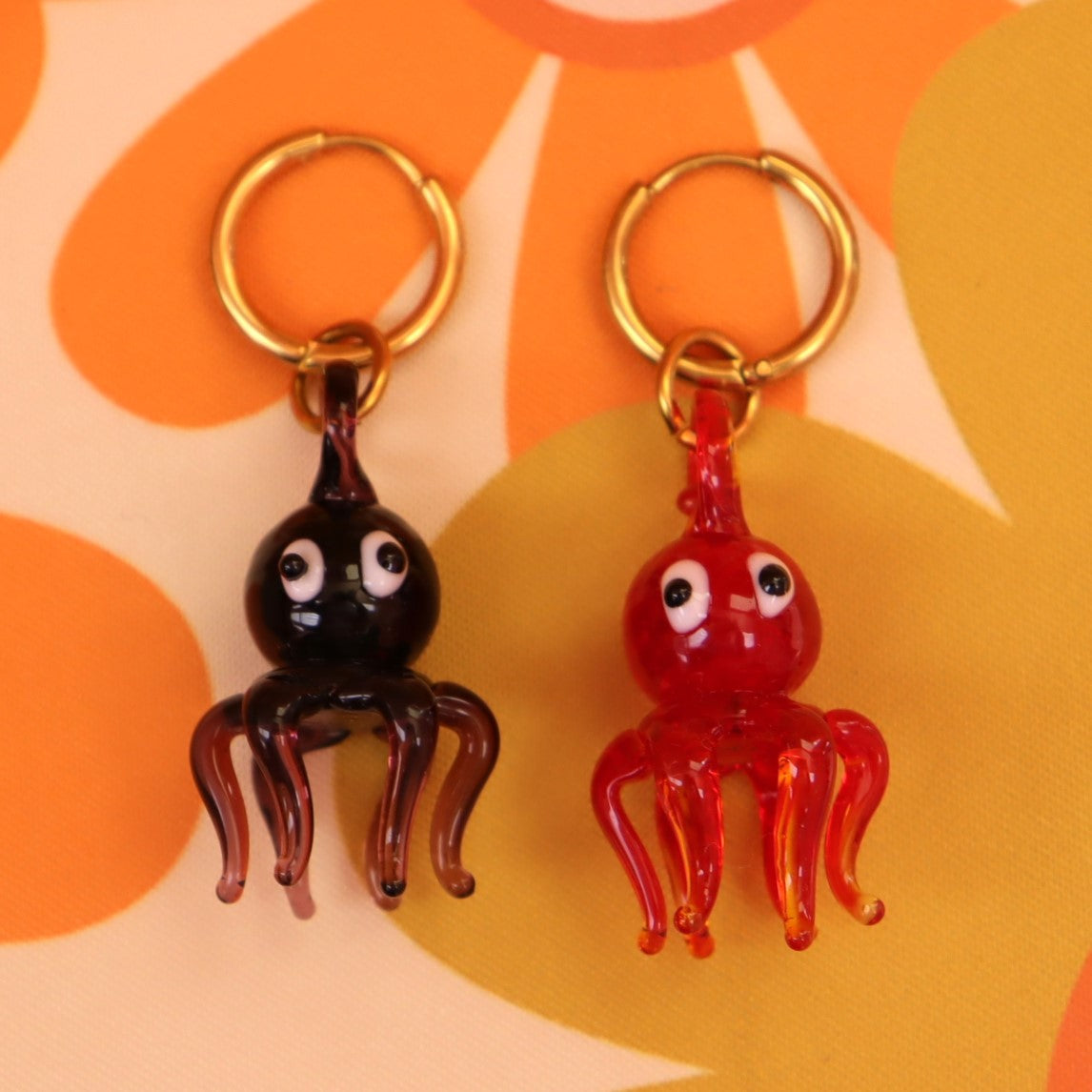 Glass Beaded Colorful Octopus Earrings-2-in-1 pair