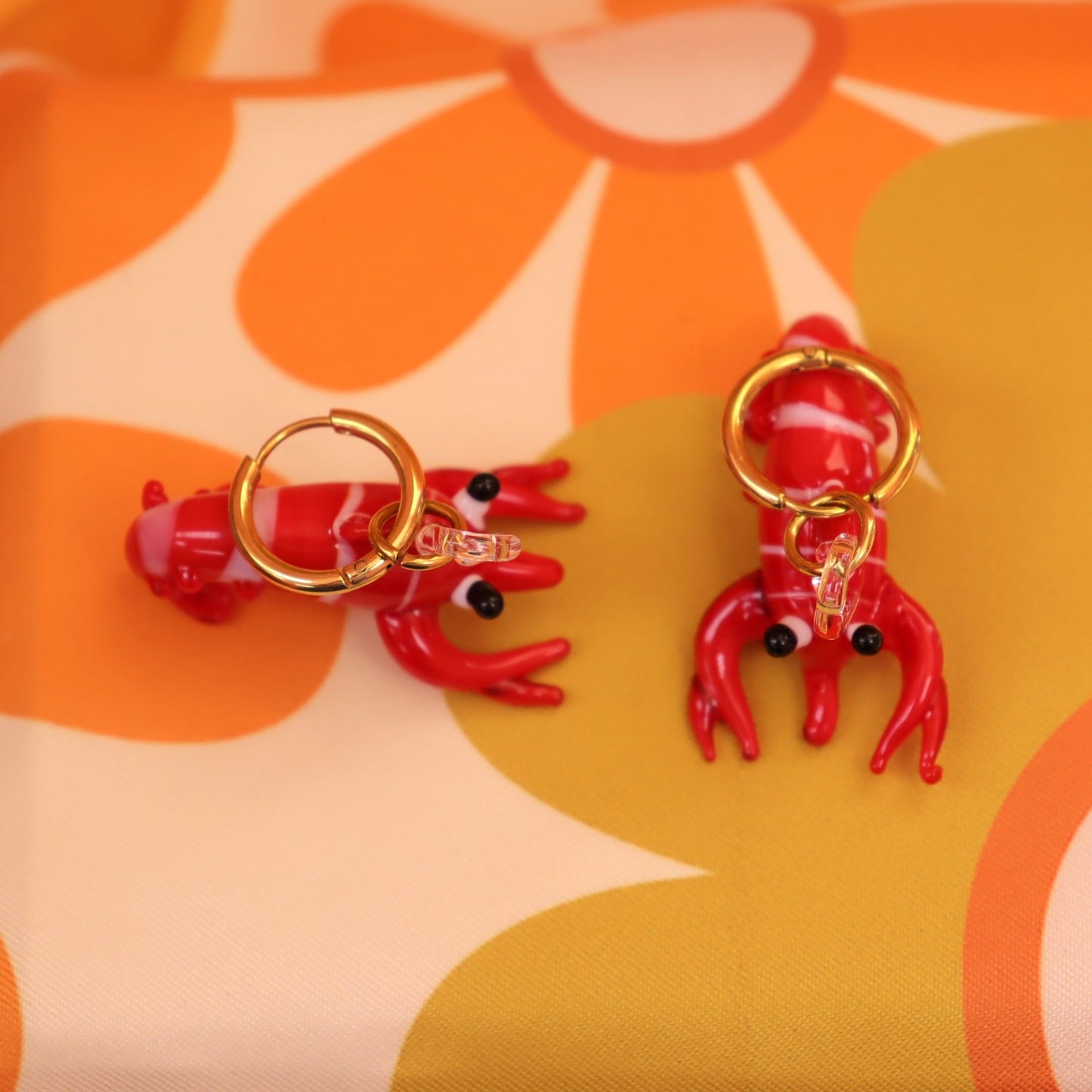 Glass Crawdad Titanium Earrings-2 in 1 pair