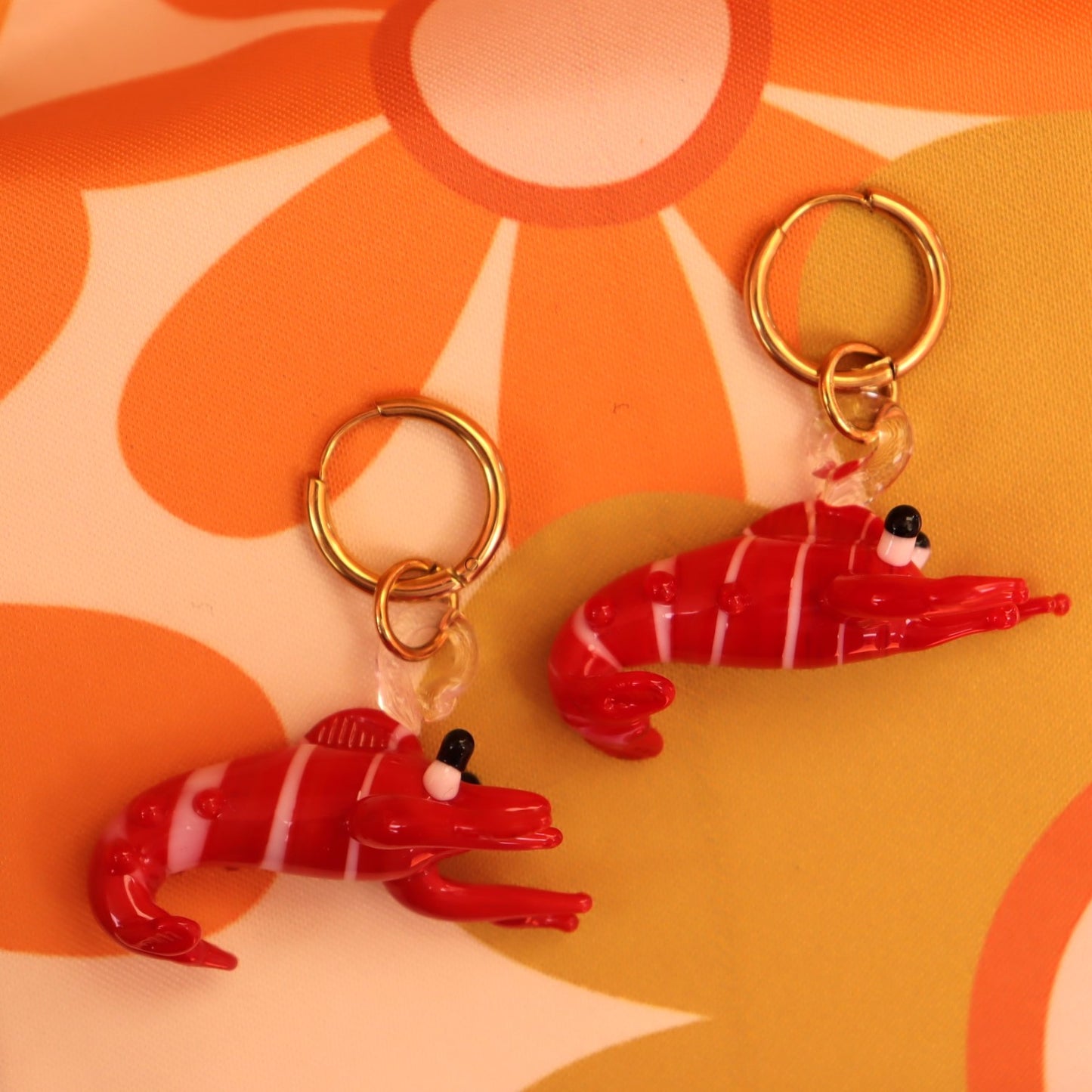 Glass Crawdad Titanium Earrings-2 in 1 pair