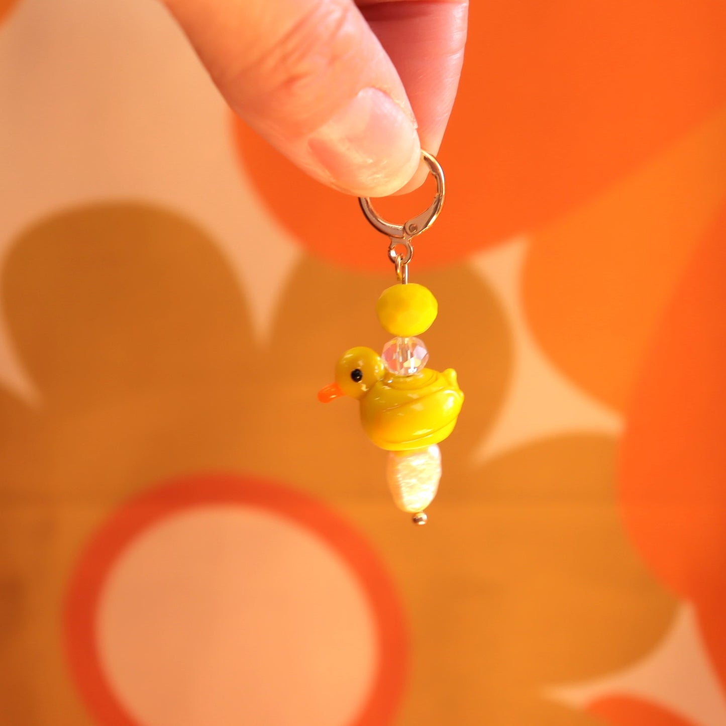 Glass Beaded Yellow Ducky Earrings