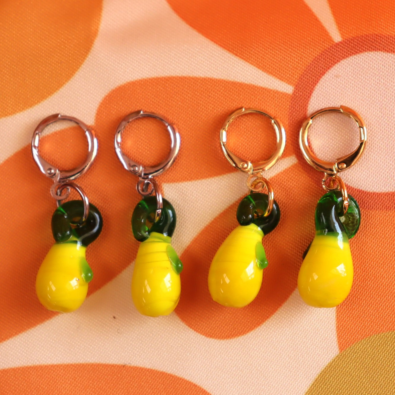 Glass Lemon Charm Earrings