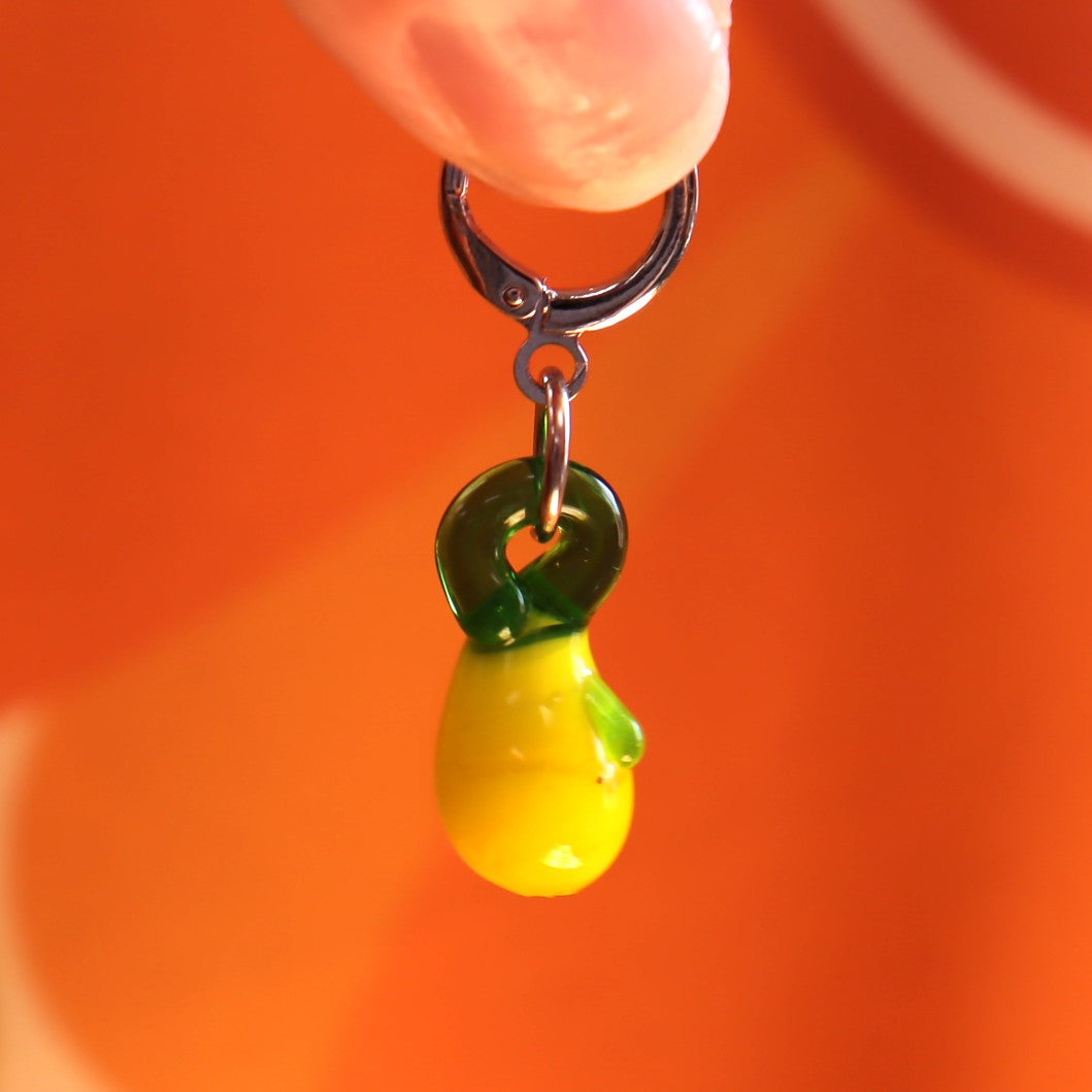 Glass Lemon Charm Earrings