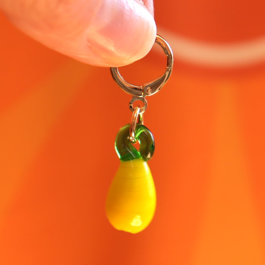 Glass Lemon Charm Earrings