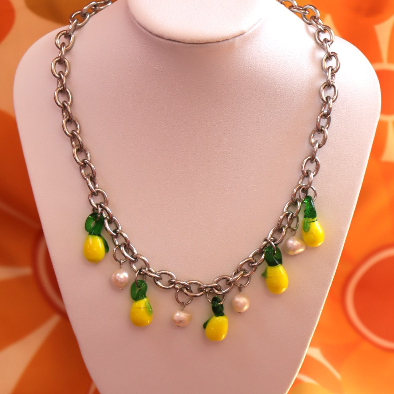 Glass Beaded Lemon Necklace