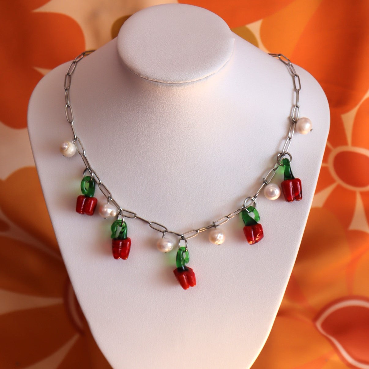 Glass Beaded Bell Pepper Necklace