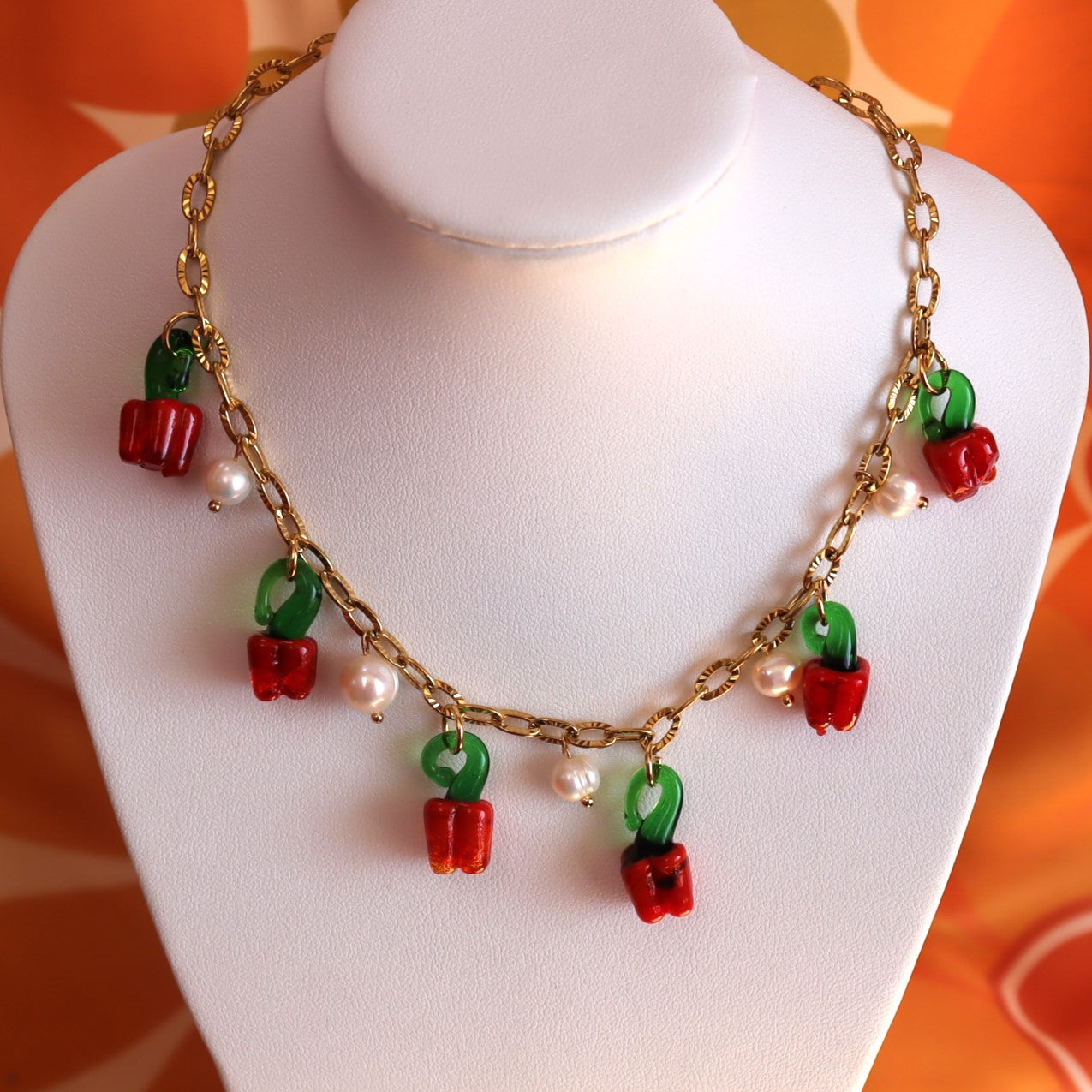 Glass Beaded Bell Pepper Necklace