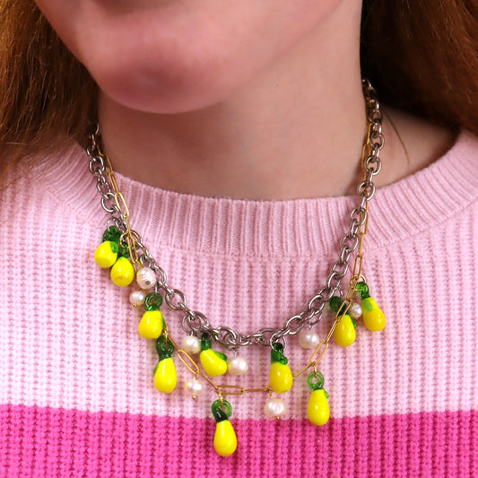 Glass Beaded Lemon Necklace