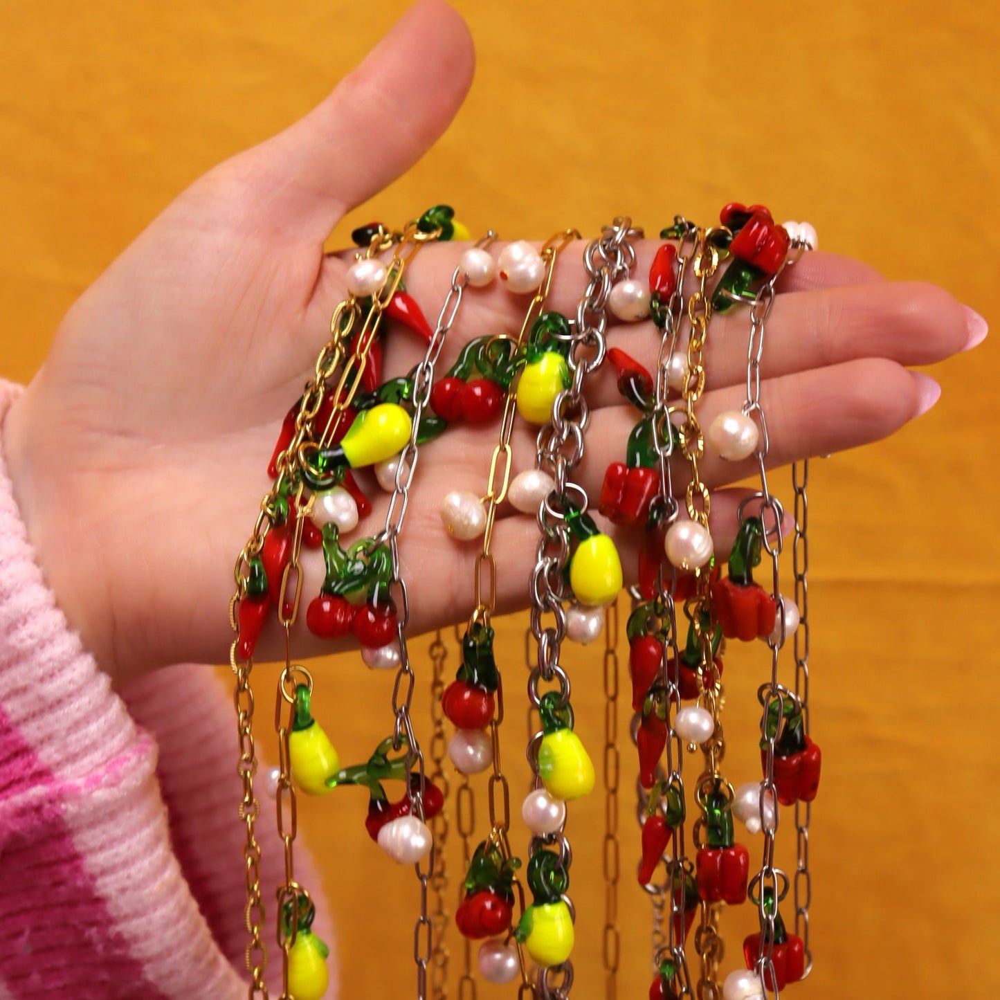 Glass Beaded Chili Pepper Necklace