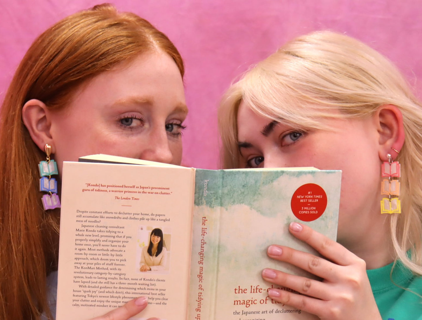 Rainbow Dangling Books Earrings