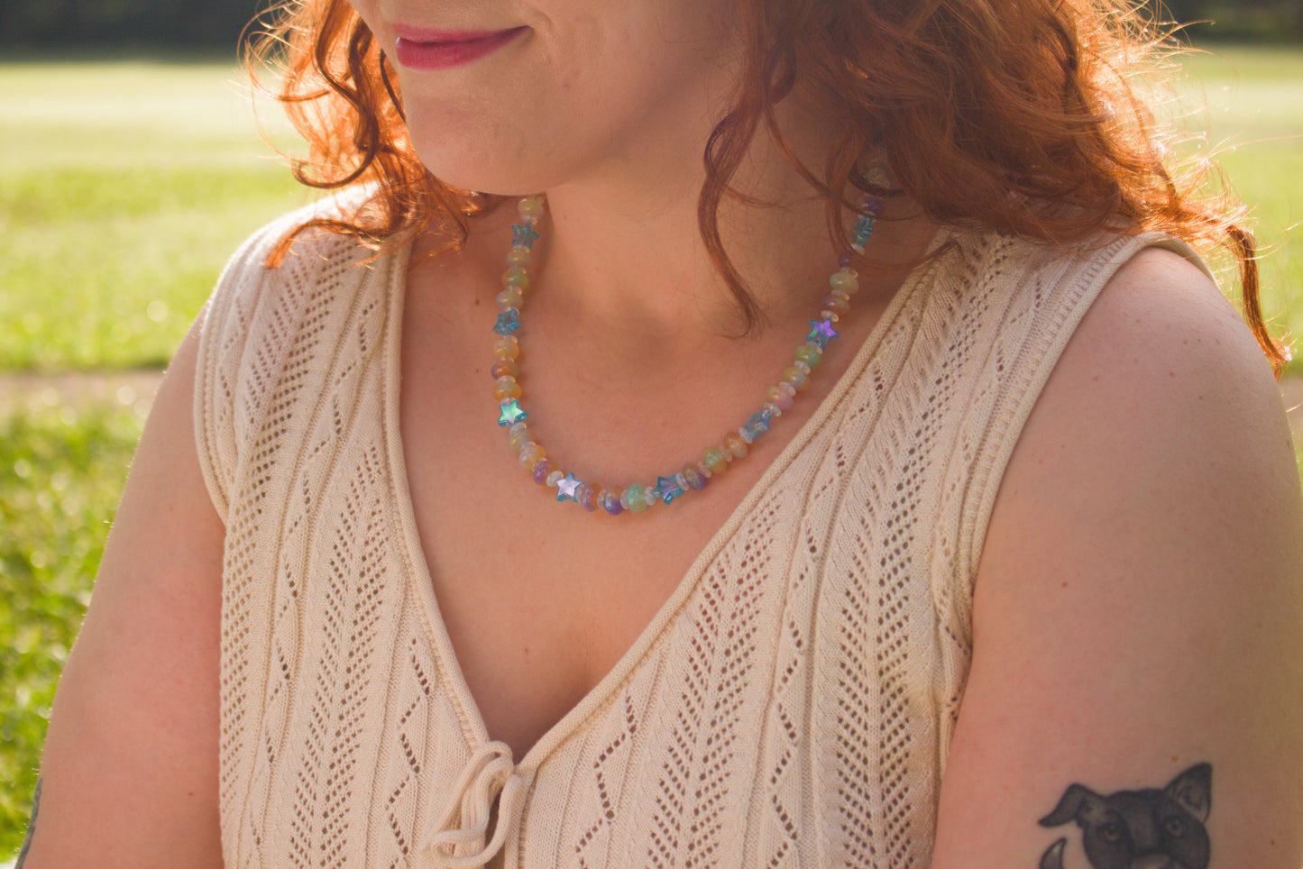 Galaxy Glitter Beaded Necklace