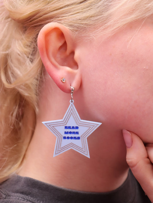 "Read More Books" Star Earrings