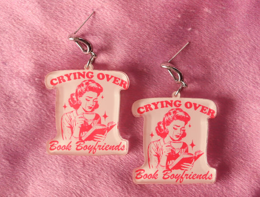 "Crying Over Book Boyfriends" Earrings