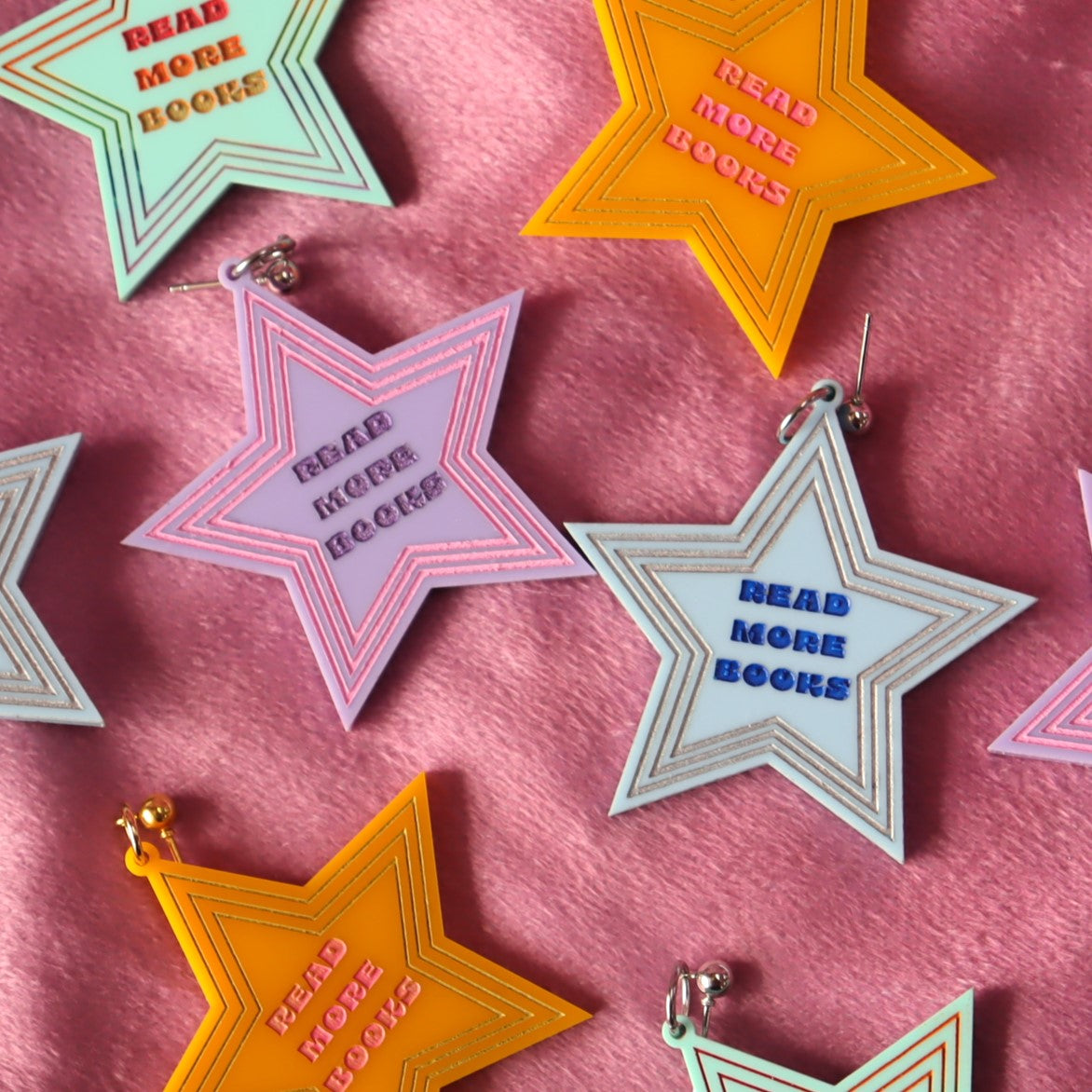 "Read More Books" Star Earrings