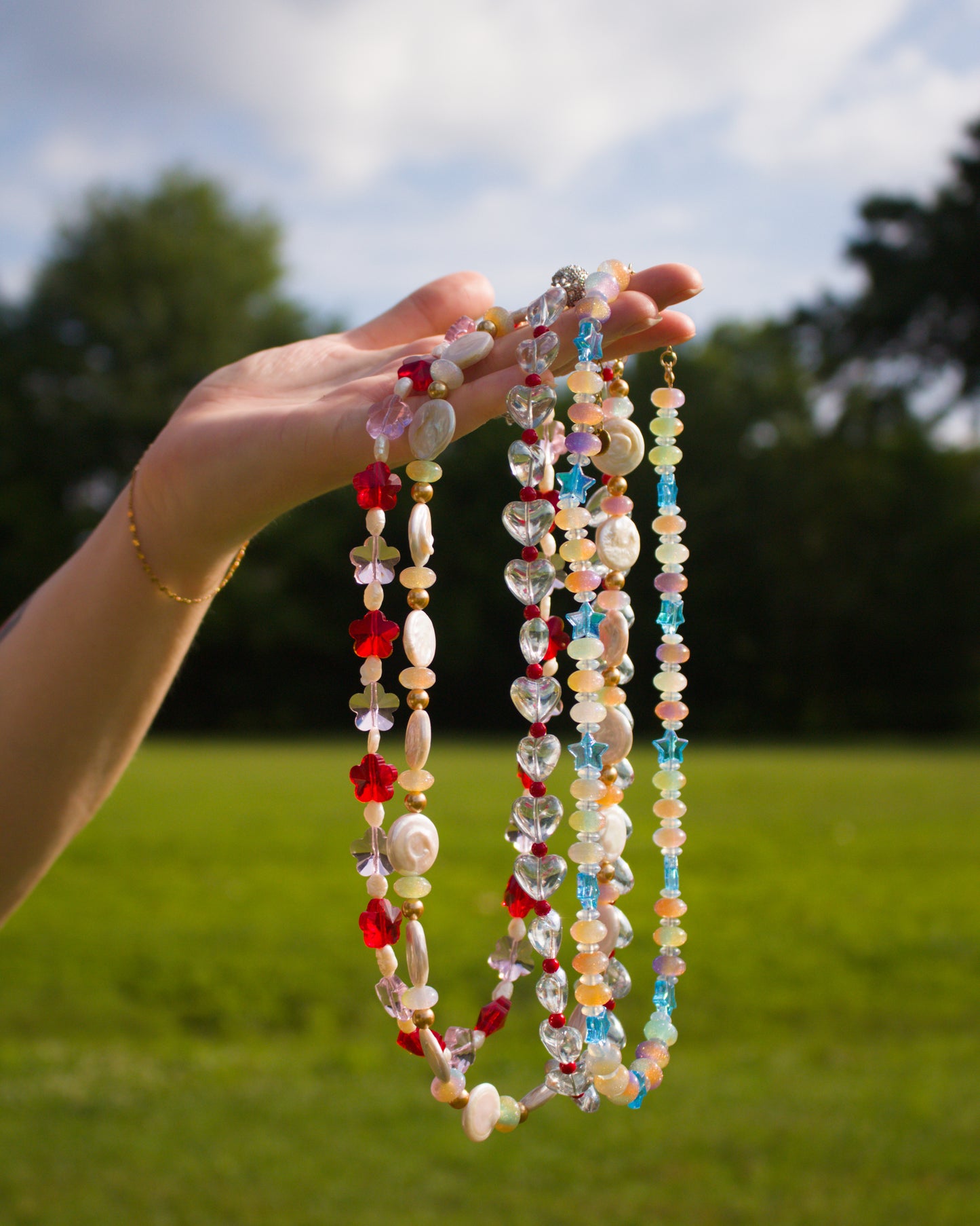 Iridescent Heart Beaded Necklace