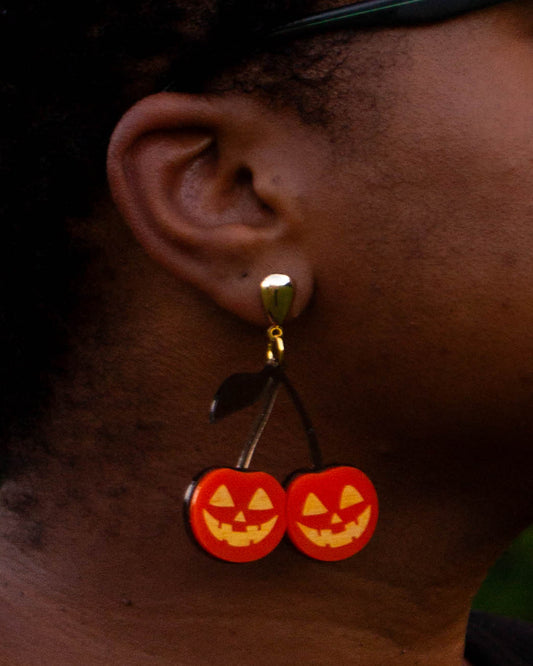 Jack-O-Lantern Cherry Earrings