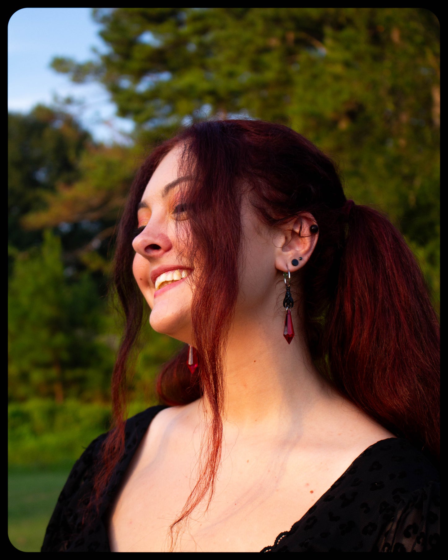 Beaded Blood-drop Earrings