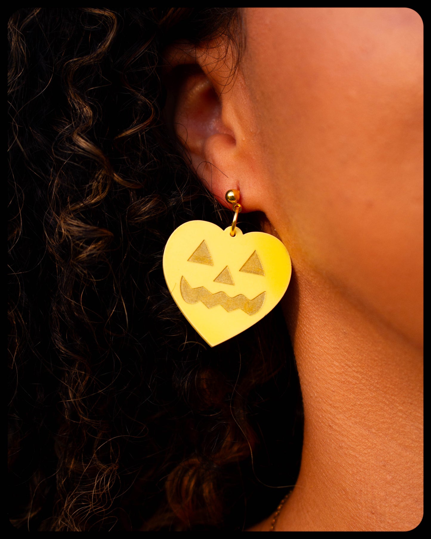 Lovely Jack-O-Lantern Heart Earrings