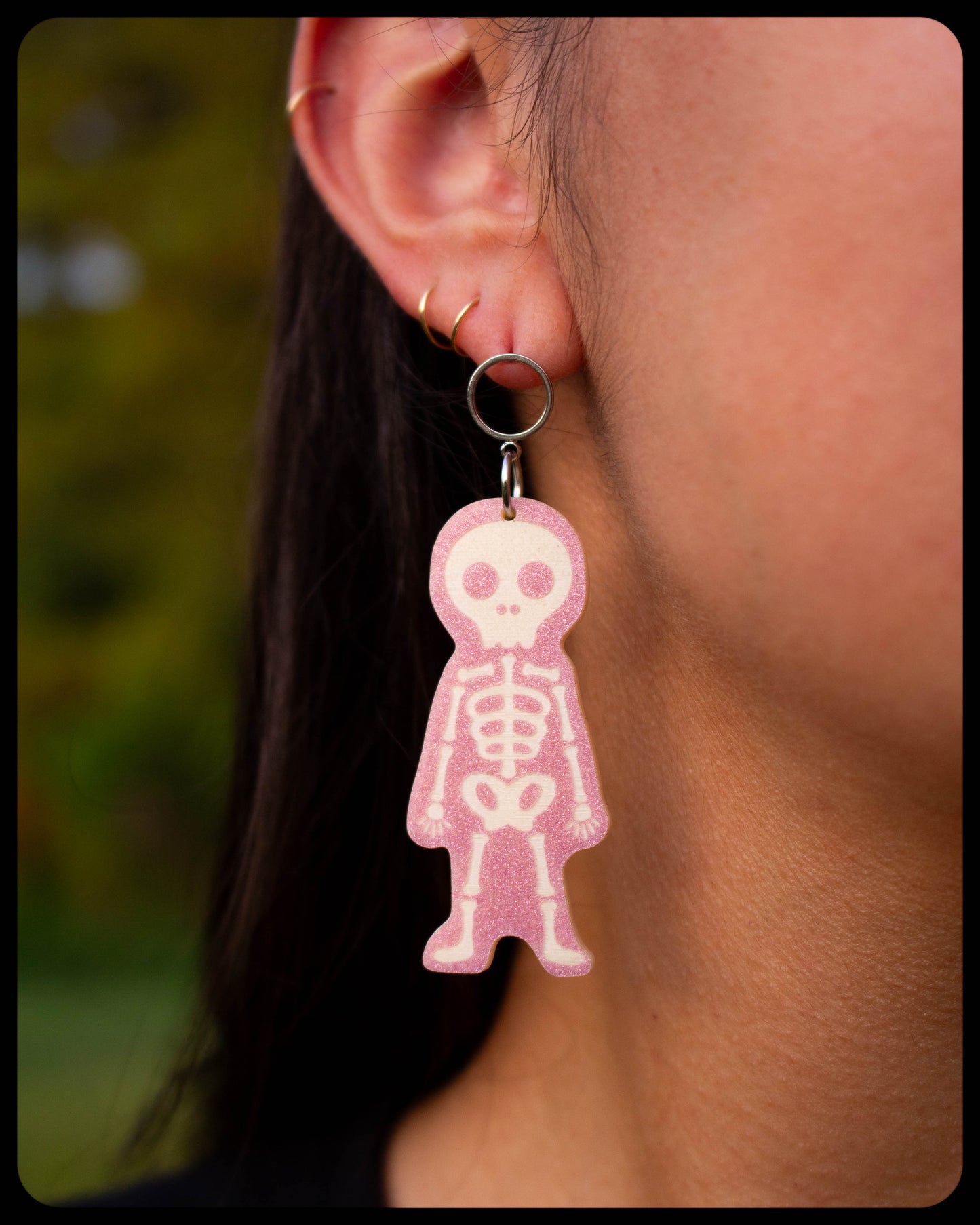 Cartoon Pink Skeleton Earrings