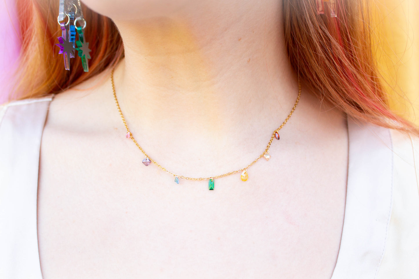 Colorful Gem Titanium Necklace
