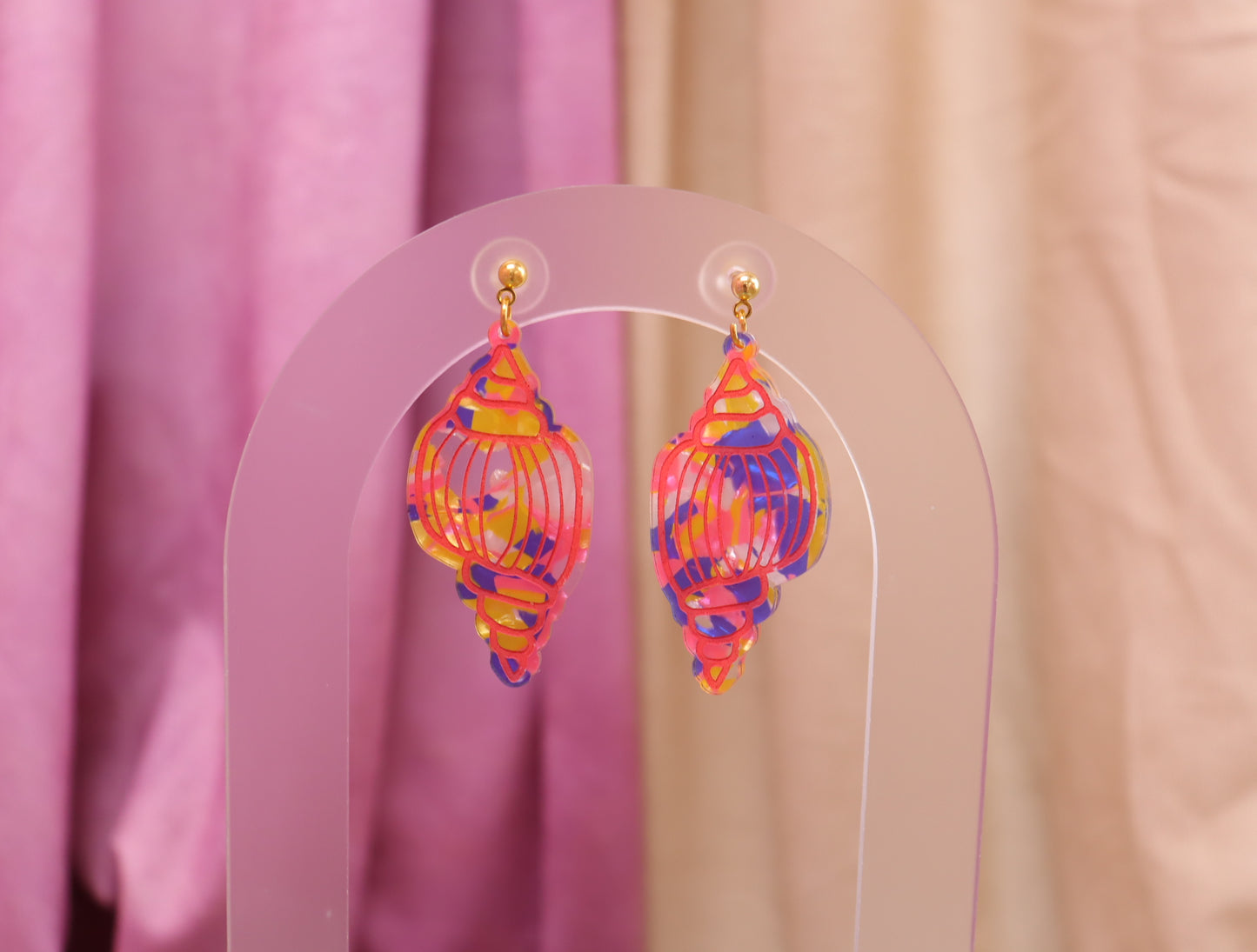 Painted Conch Shell Earrings