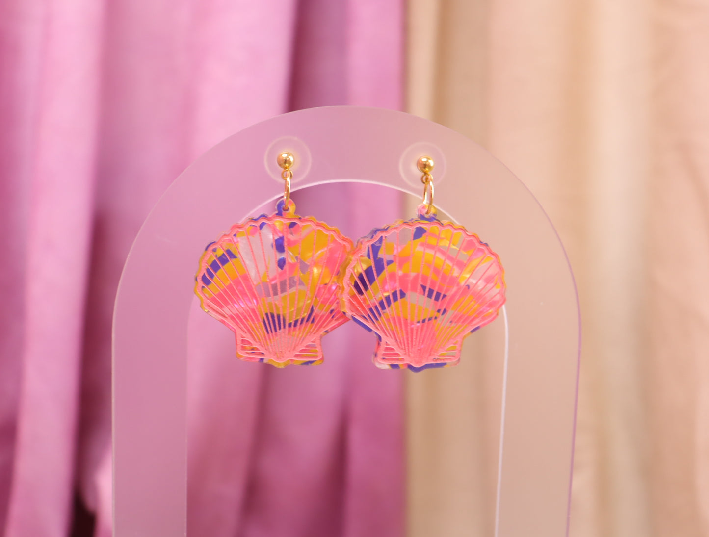 Painted Scallop Shell Earrings