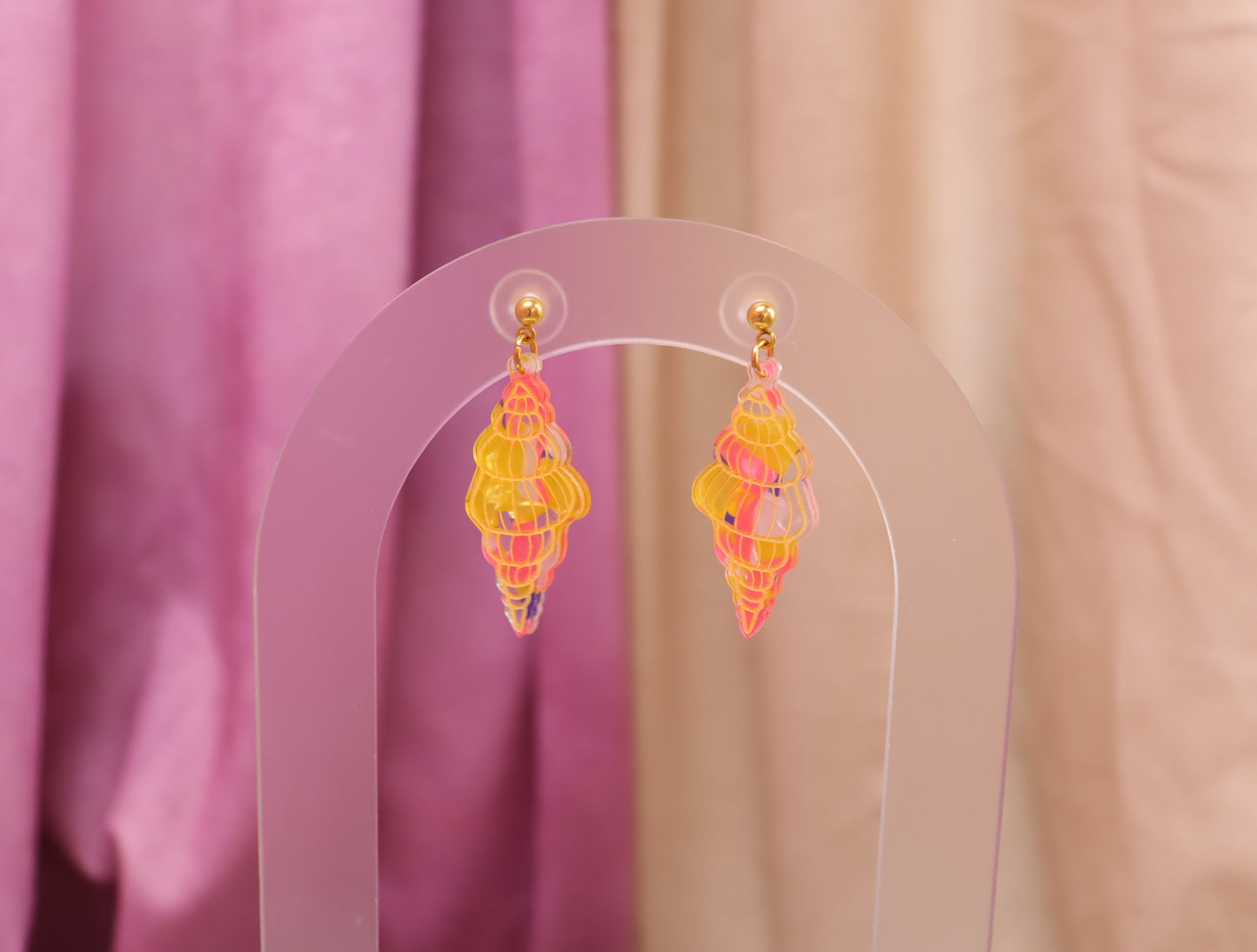 Painted Spiral Shell EarringsS
