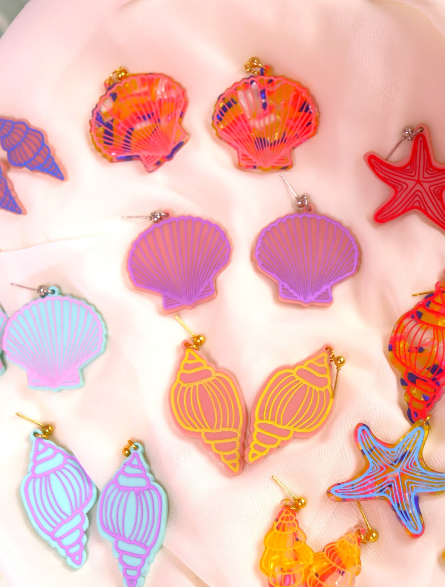 Painted Scallop Shell Earrings