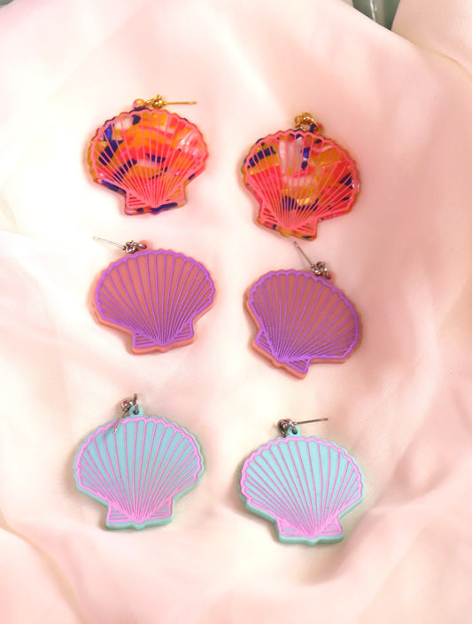 Painted Scallop Shell Earrings