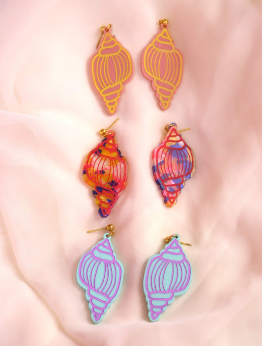 Painted Conch Shell Earrings