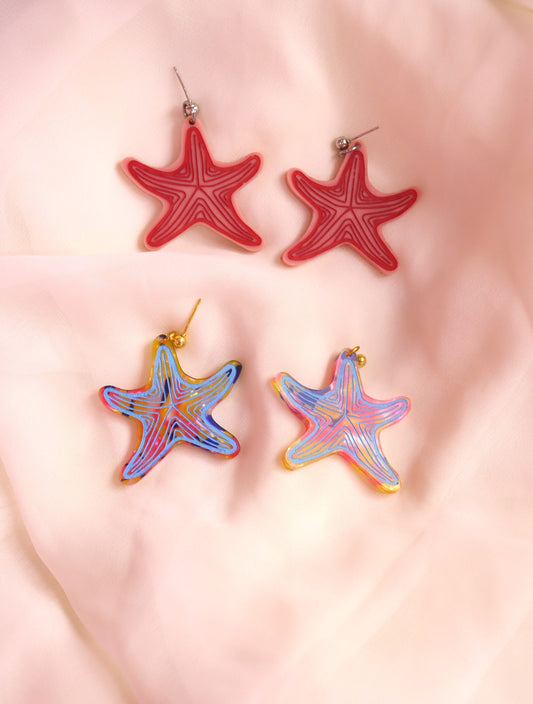 Painted Starfish Earrings