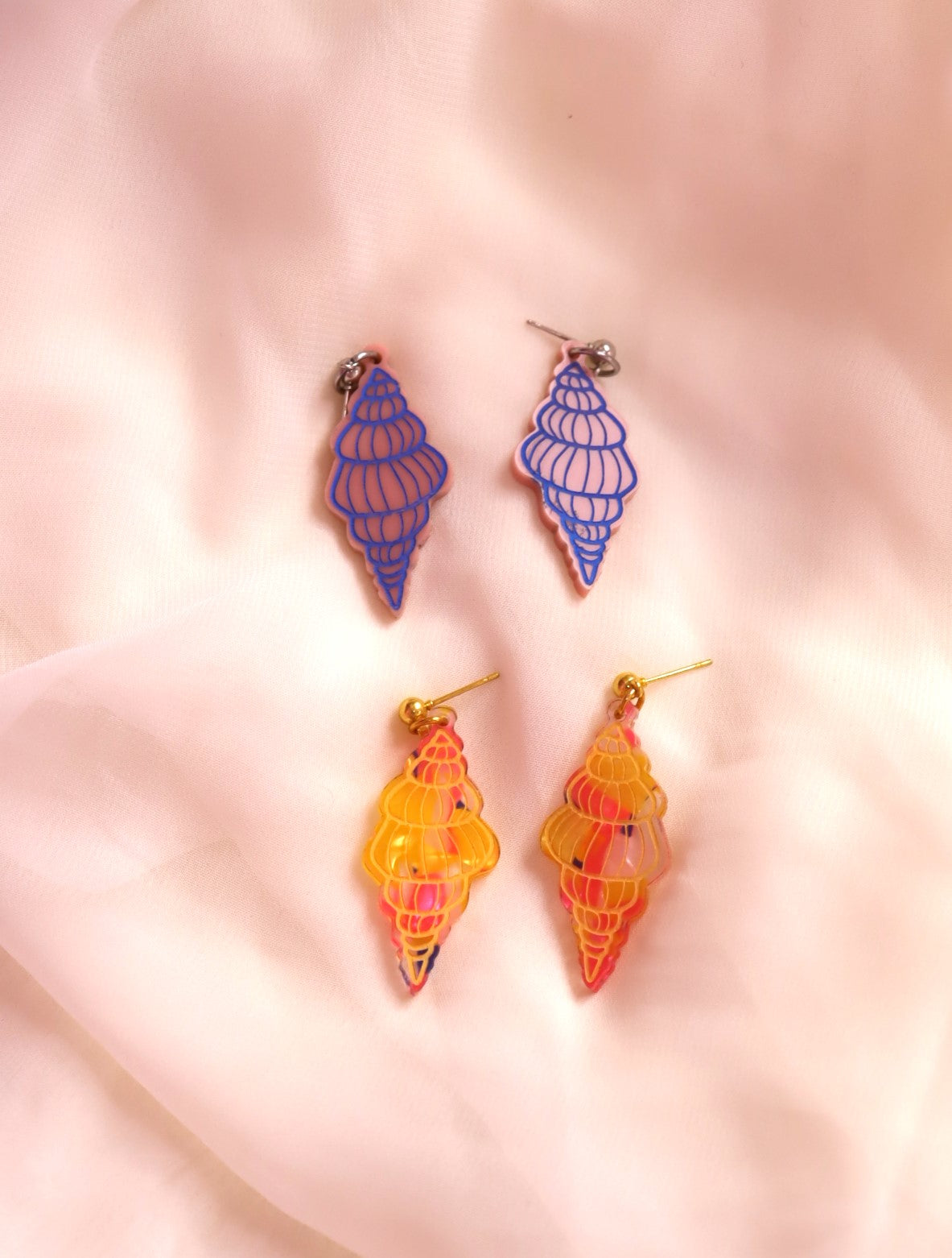 Painted Spiral Shell EarringsS