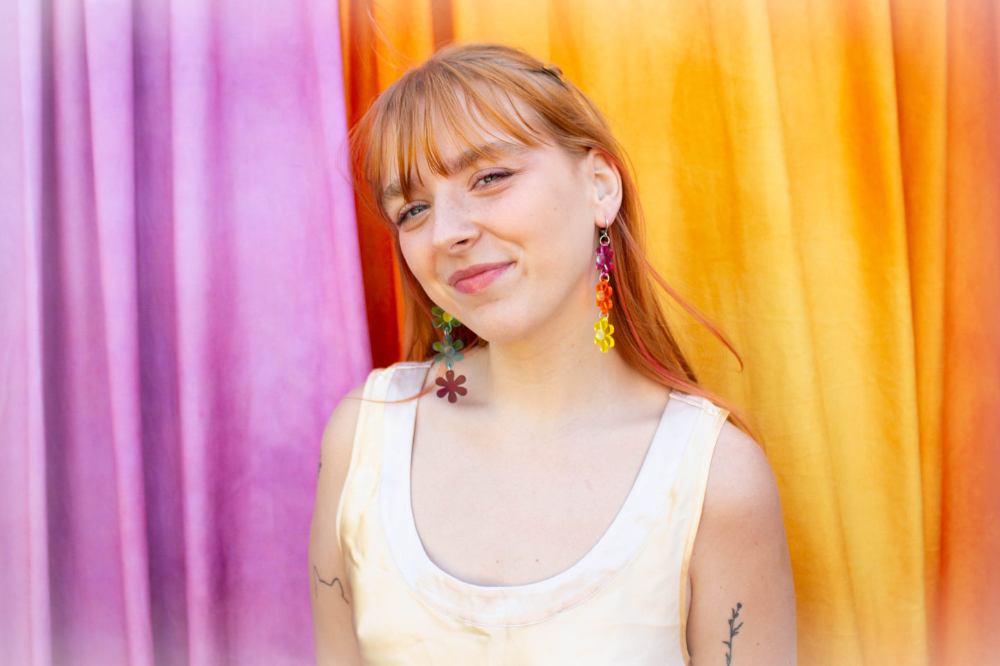 Rainbow Daisy Chain Earrings