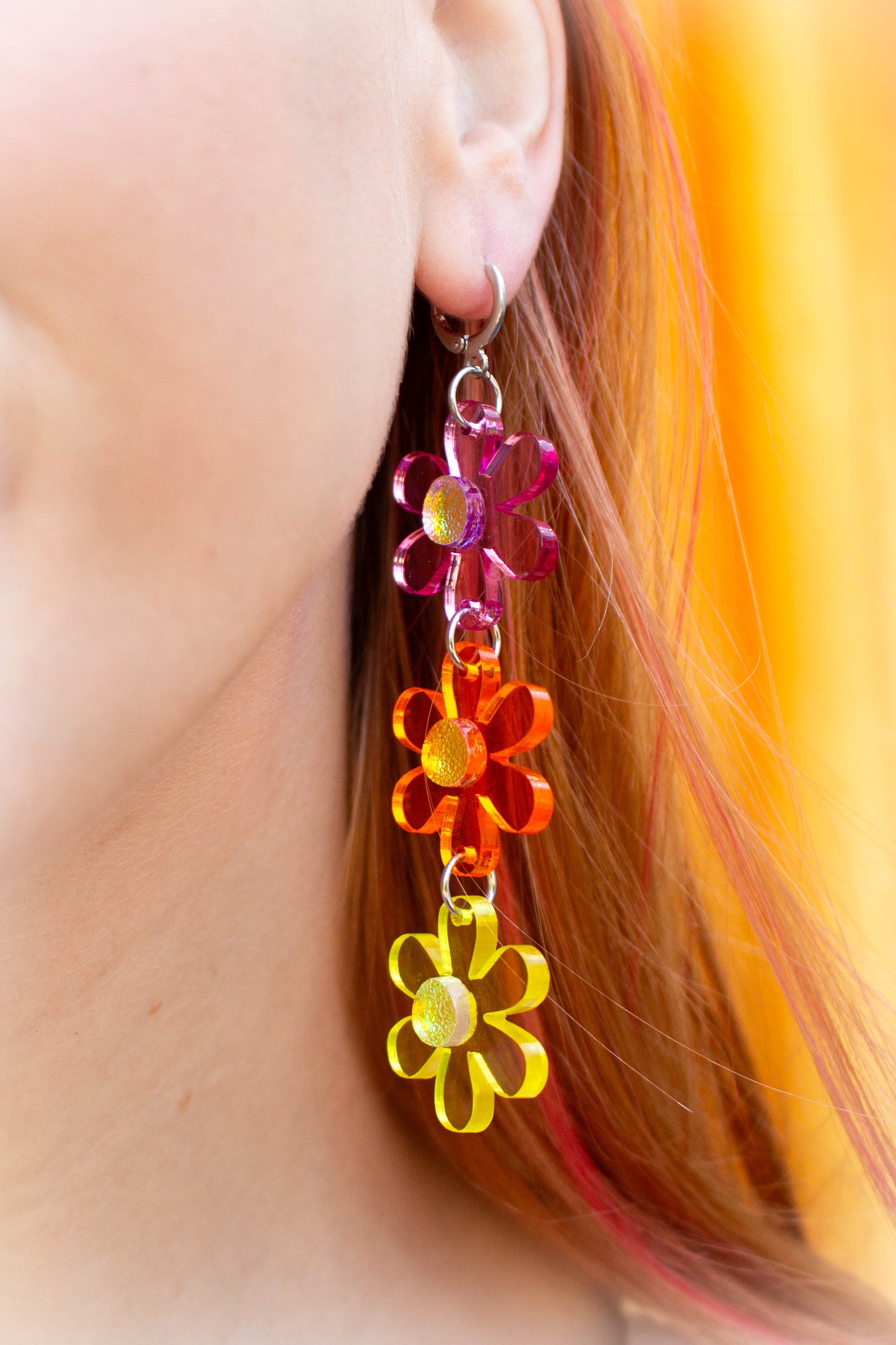 Rainbow Daisy Chain Earrings