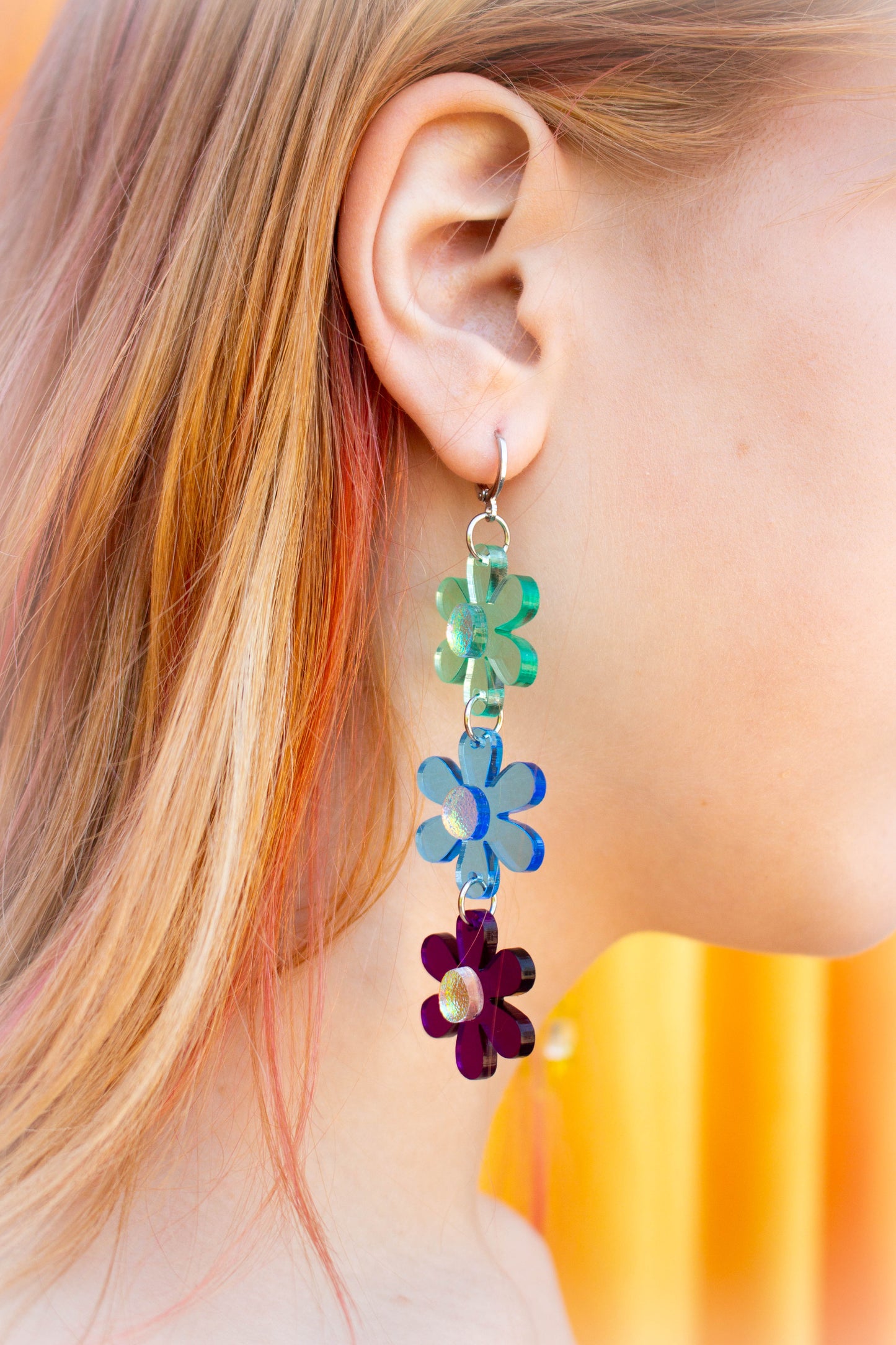 Rainbow Daisy Chain Earrings