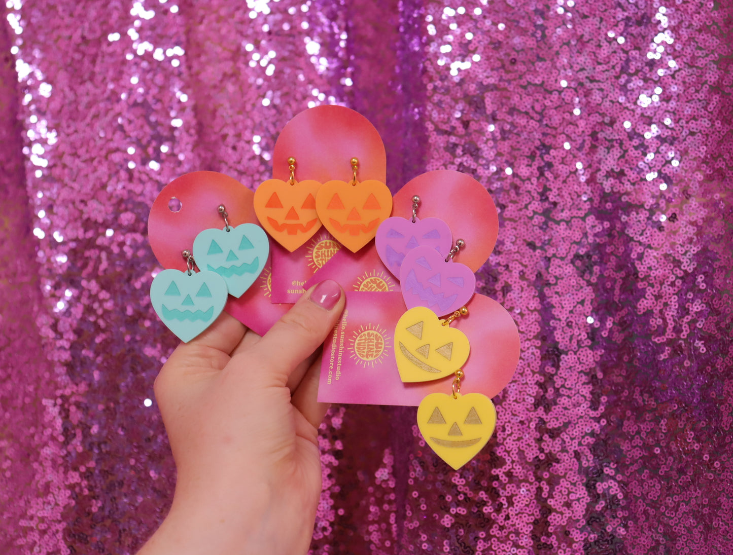 Lovely Jack-O-Lantern Heart Earrings