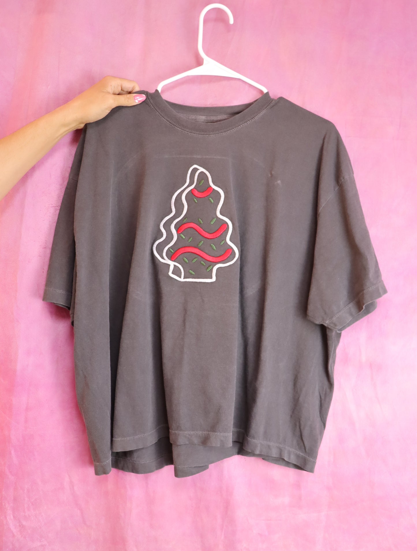 Christmas Tree Cake Embroidered Shirt