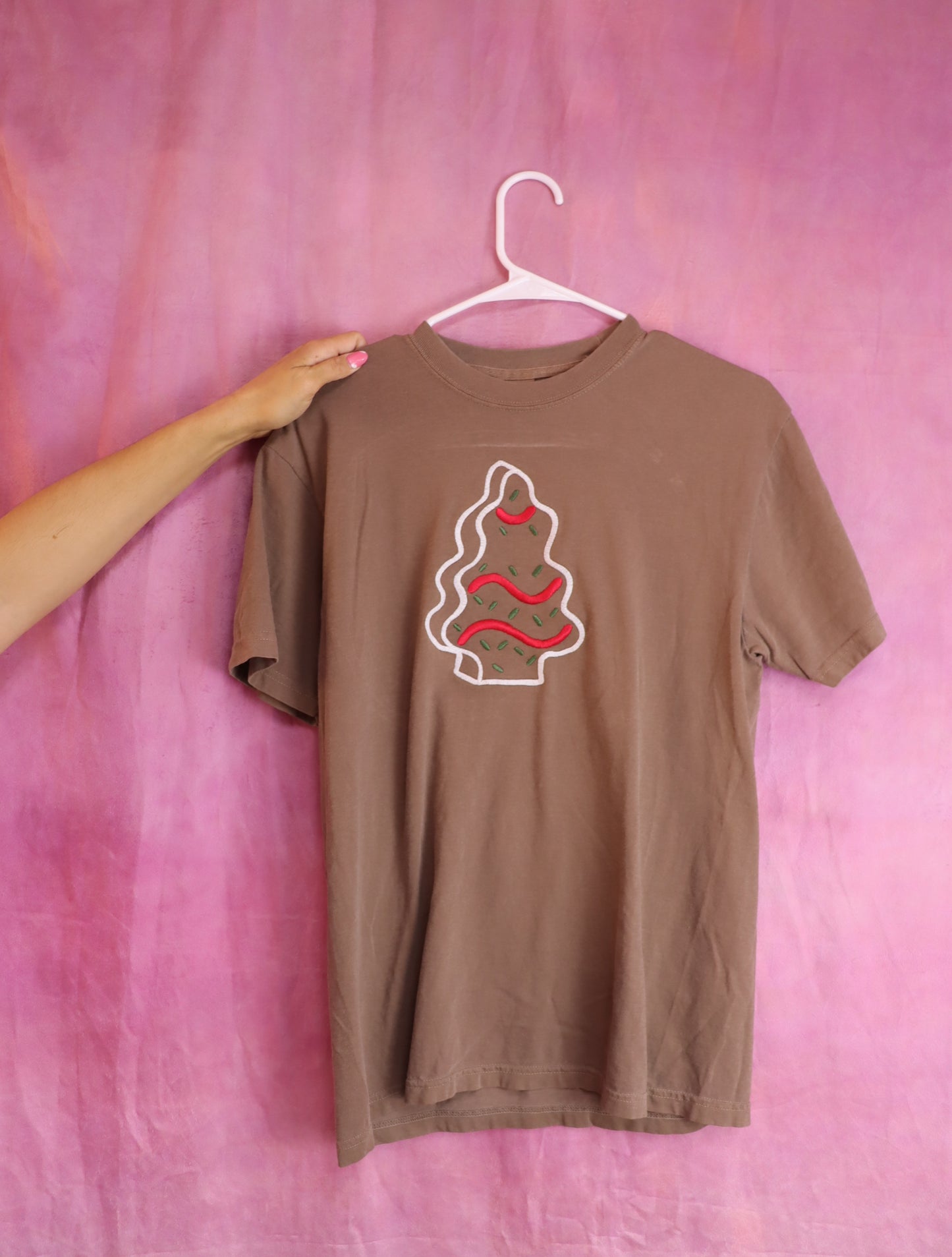 Christmas Tree Cake Embroidered Shirt