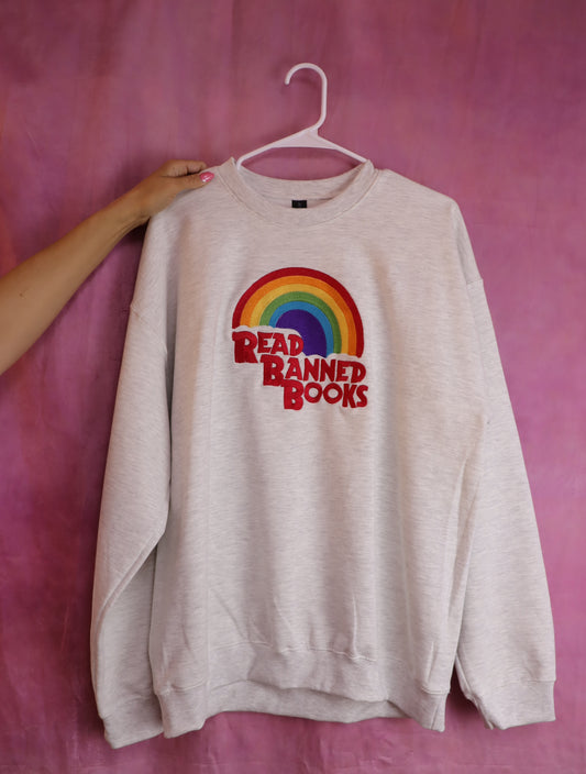 “Read Banned Books” Rainbow Embroidered Shirt