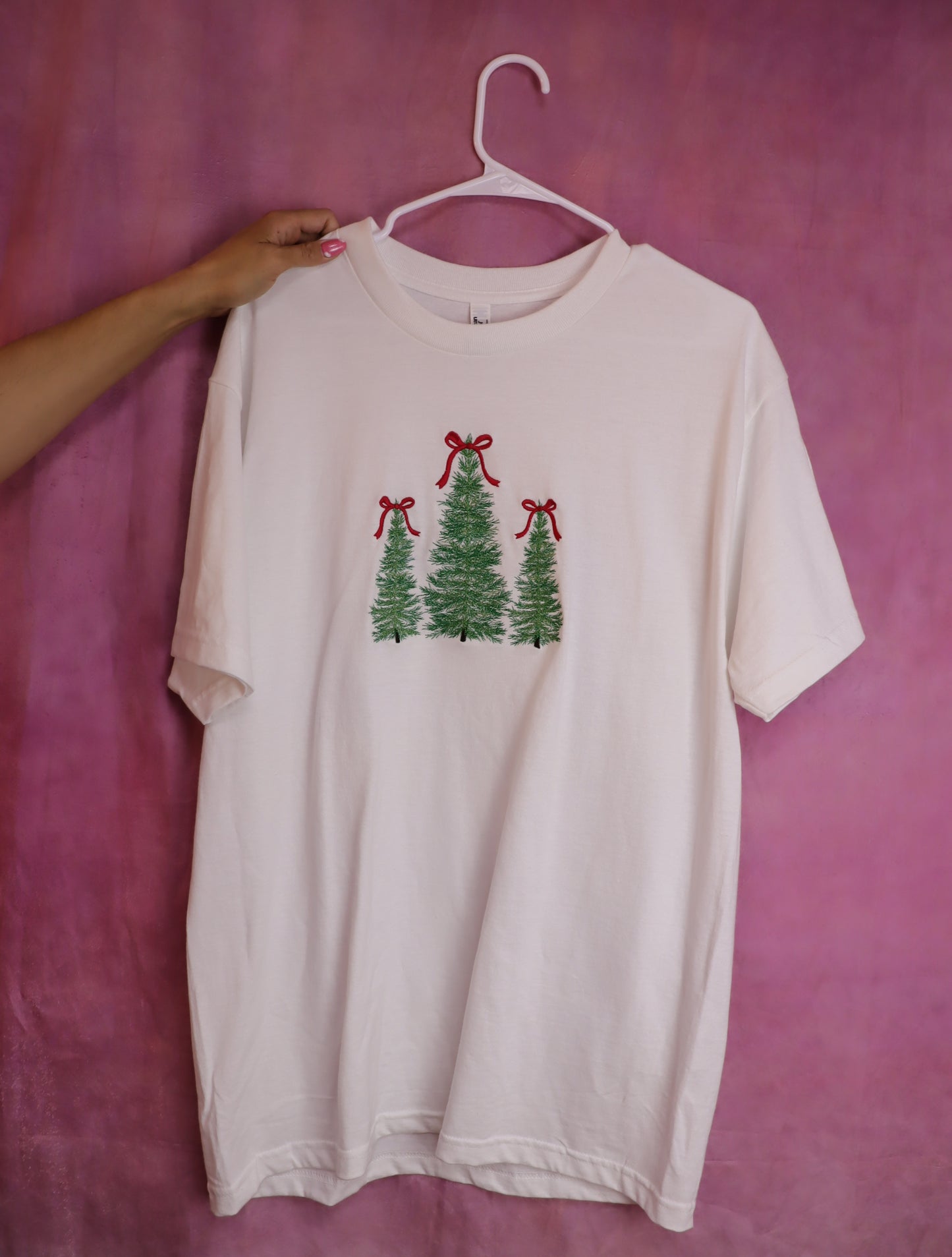 Christmas Trees with Bows Embroidered Shirt